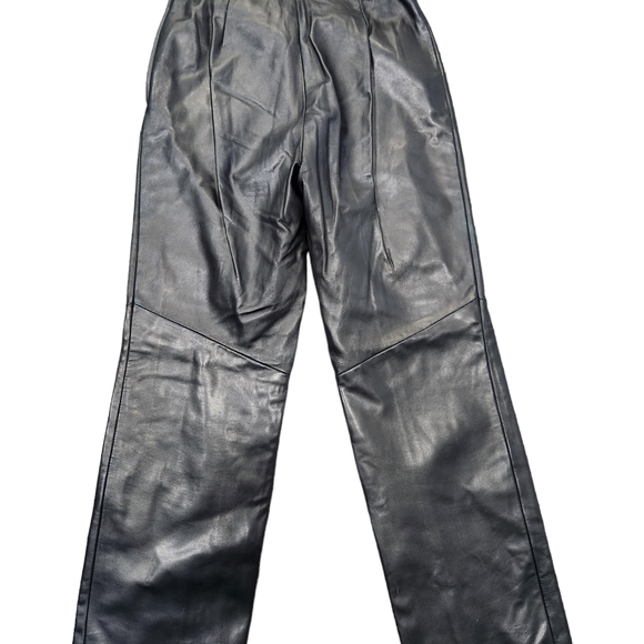 Vintage Danier buttery soft high waisted black leather straight leg pants sz 10 - Picture 4 of 9